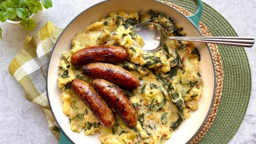 Cheesy Colcannon and Sausages