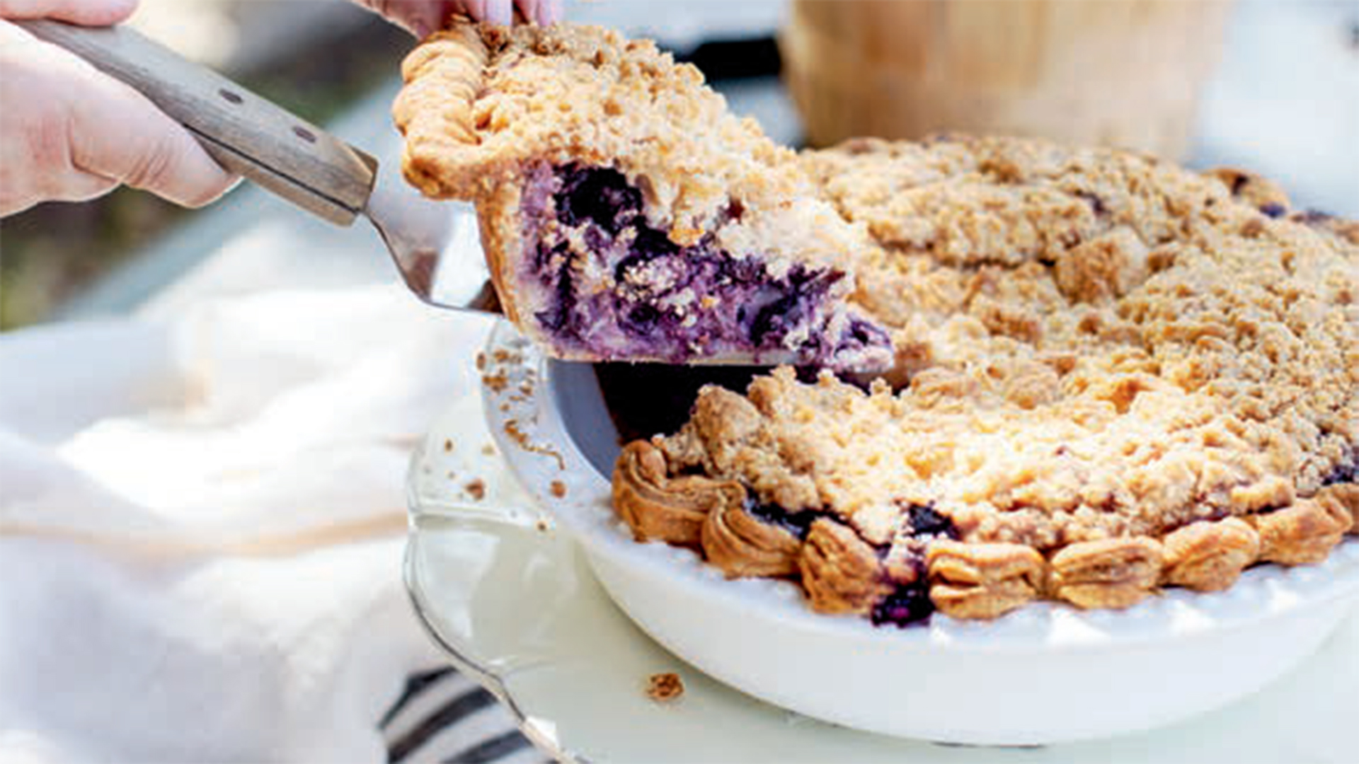 Blueberry goat cheese basil pie