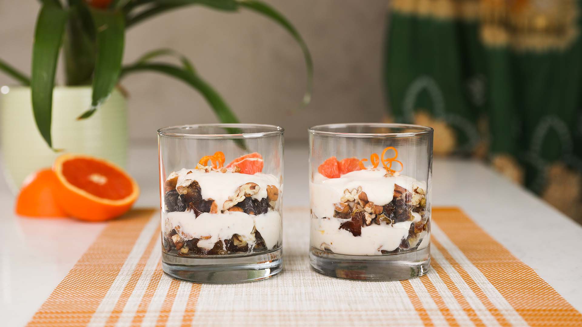 Orange-scented dates and yogurt parfaits